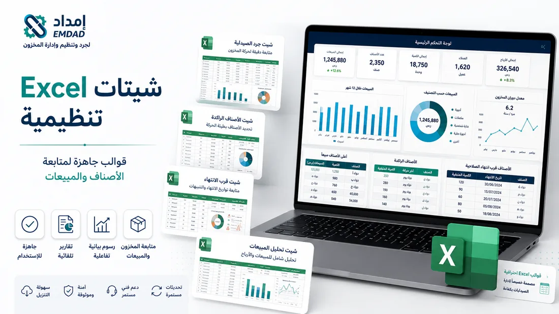 صورة توضيحية لخدمة شيتات Excel تنظيمية من إمداد