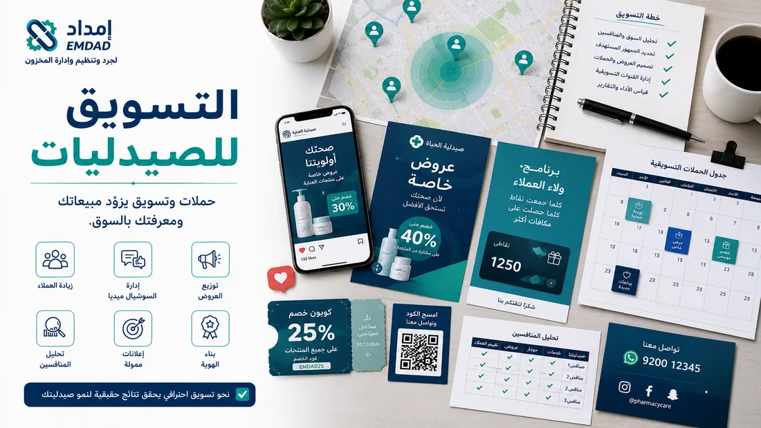 صورة توضيحية لخدمة التسويق للصيدليات من إمداد